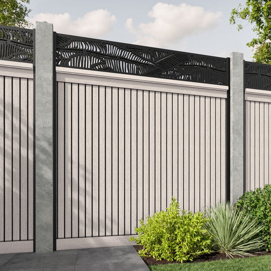 Virtis Feather Fence Panel - Mid Stone - for existing concrete posts