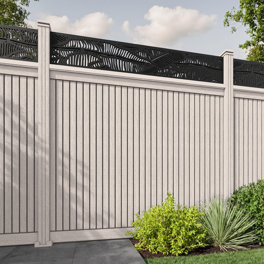 Virtis Feather Fence Panel - Mid Stone - with our composite posts