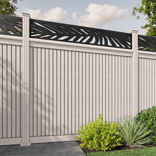 Virtis Palm Fence Panel - Mid Stone - with our composite posts