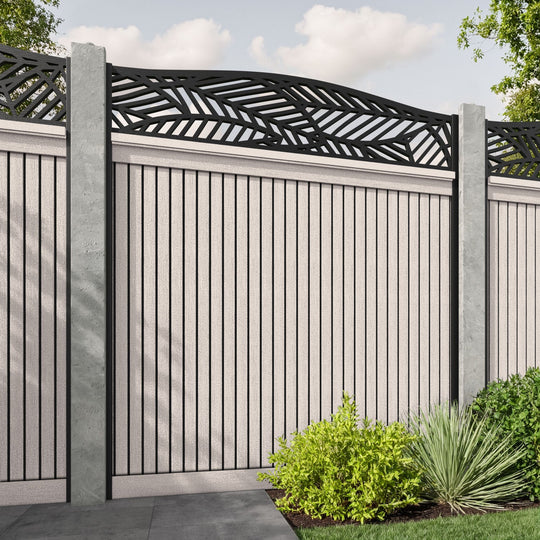 Virtis Habitat Curved Top Fence Panel - Mid Stone - for existing concrete posts