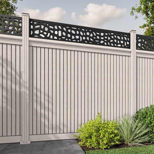 Virtis Pebble Fence Panel - Mid Stone - with our composite posts