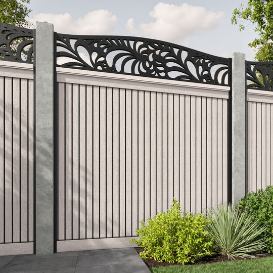 Virtis Petal Curved Top Fence Panel - Mid Stone - for existing concrete posts