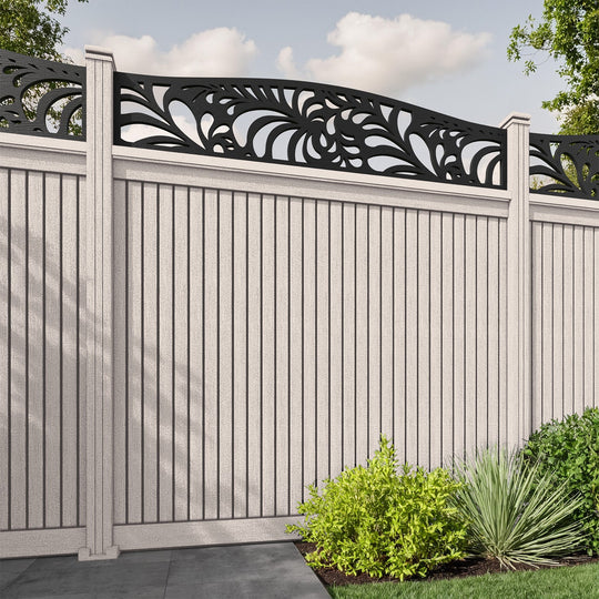 Virtis Petal Curved Top Fence Panel - Mid Stone - with our composite posts