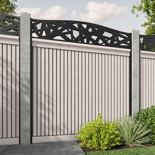 Virtis Prism Curved Top Fence Panel - Mid Stone - for existing concrete posts