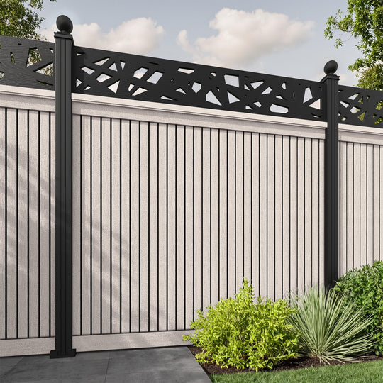 Virtis Prism Fence Panel - Mid Stone - with our aluminium posts