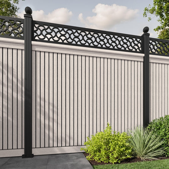 Virtis Vida Fence Panel - Mid Stone - with our aluminium posts