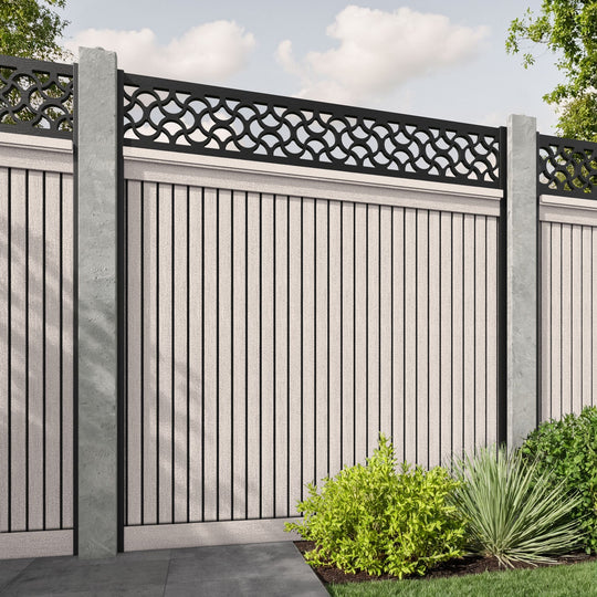 Virtis Vida Fence Panel - Mid Stone - for existing concrete posts