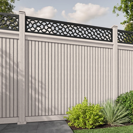 Virtis Vida Fence Panel - Mid Stone - with our composite posts
