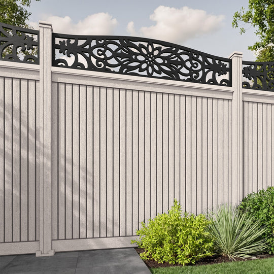 Virtis Windsor Curved Top Fence Panel - Mid Stone - with our composite posts