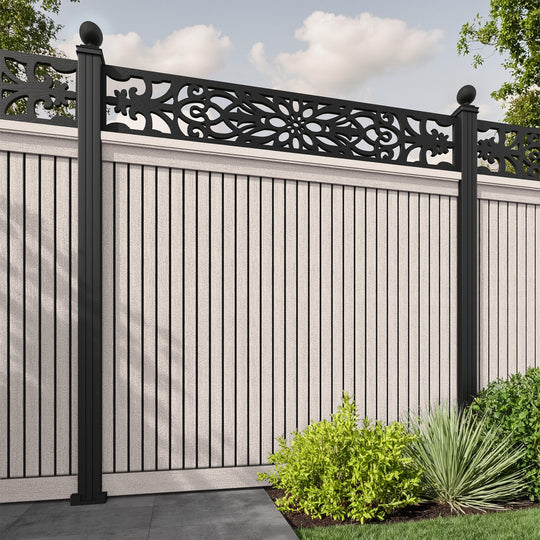 Virtis Windsor Fence Panel - Mid Stone - with our aluminium posts
