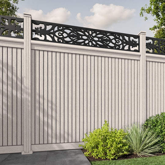 Virtis Windsor Fence Panel - Mid Stone - with our composite posts