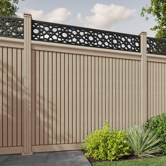 Virtis Ambar Fence Panel - Light Oak - with our composite posts