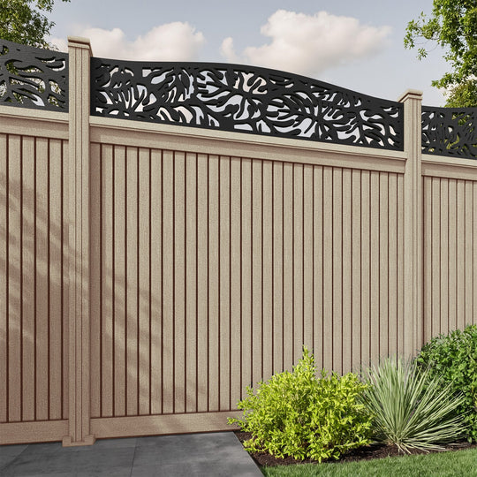Virtis Botanic Curved Top Fence Panel - Light Oak - with our composite posts