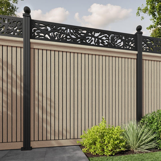 Virtis Botanic Fence Panel - Light Oak - with our aluminium posts
