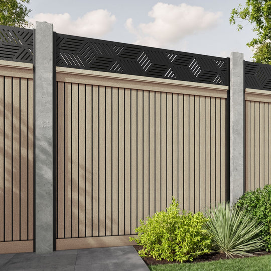 Virtis Cubed Fence Panel - Light Oak - for existing concrete posts