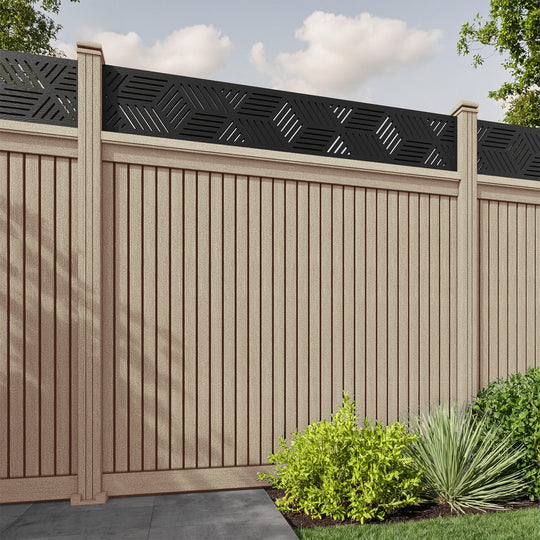 Virtis Cubed Fence Panel - Light Oak - with our composite posts