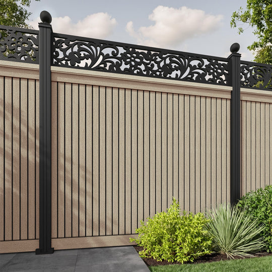 Virtis Eden Fence Panel - Light Oak - with our aluminium posts