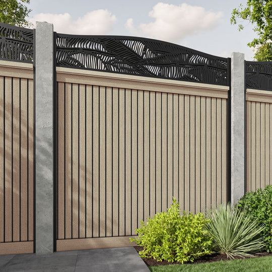 Virtis Feather Curved Top Fence Panel - Light Oak - for existing concrete posts