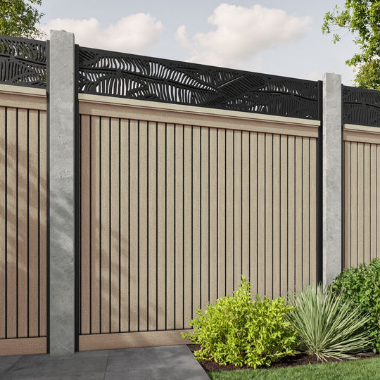Virtis Feather Fence Panel - Light Oak - for existing concrete posts