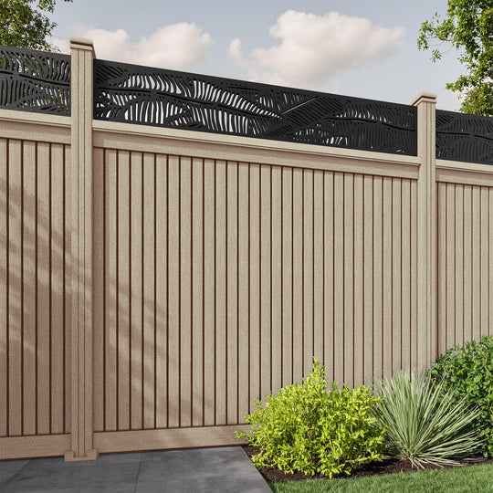 Virtis Feather Fence Panel - Light Oak - with our composite posts