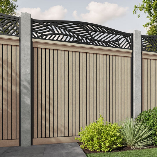 Virtis Habitat Curved Top Fence Panel - Light Oak - for existing concrete posts