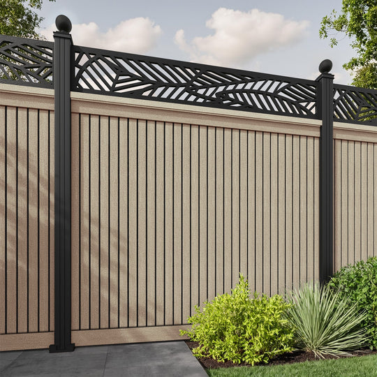 Virtis Habitat Fence Panel - Light Oak - with our aluminium posts