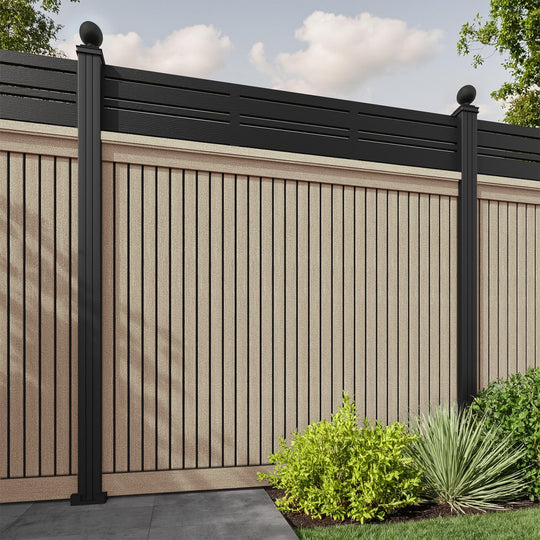 Virtis Linea Fence Panel - Light Oak - with our aluminium posts