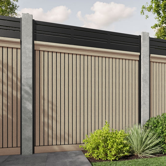 Virtis Linea Fence Panel - Light Oak - for existing concrete posts