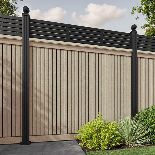 Virtis Aspen Fence Panel - Light Oak - with our aluminium posts