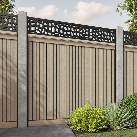Virtis Pebble Fence Panel - Light Oak - for existing concrete posts