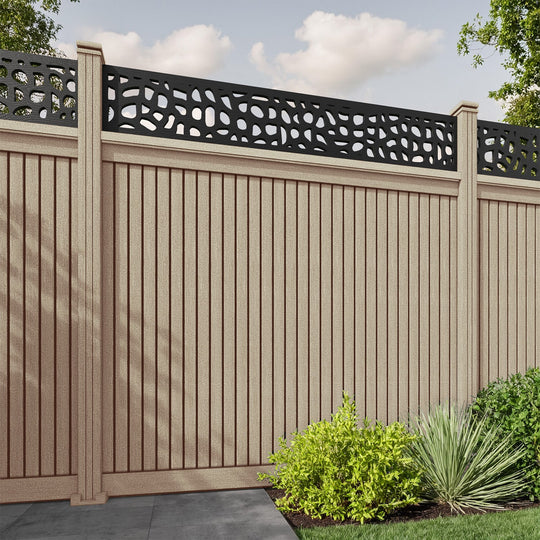 Virtis Pebble Fence Panel - Light Oak - with our composite posts