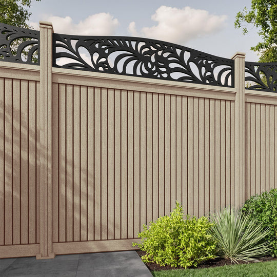 Virtis Petal Curved Top Fence Panel - Light Oak - with our composite posts