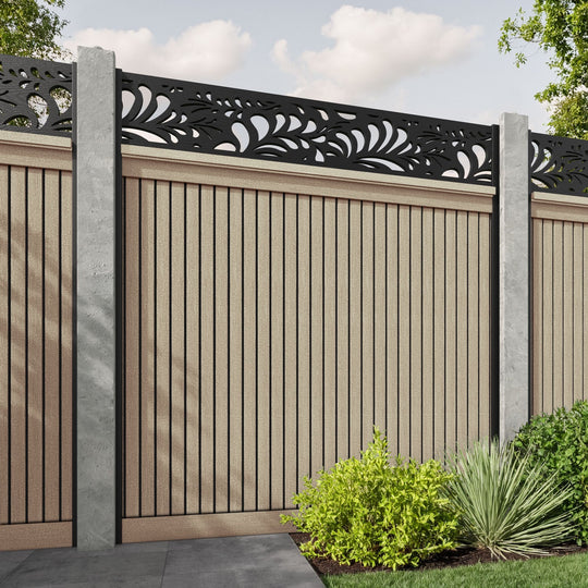 Virtis Petal Fence Panel - Light Oak - for existing concrete posts