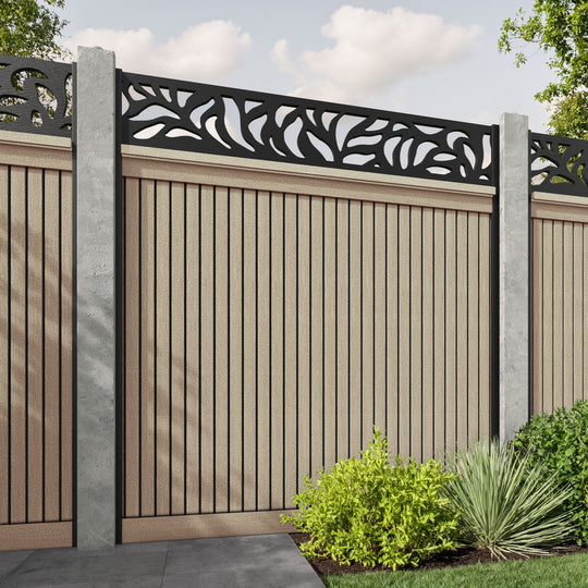 Virtis Plume Fence Panel - Light Oak - for existing concrete posts