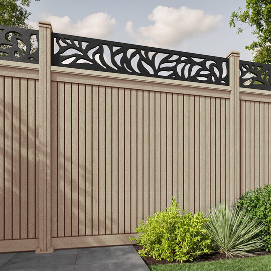 Virtis Plume Fence Panel - Light Oak - with our composite posts