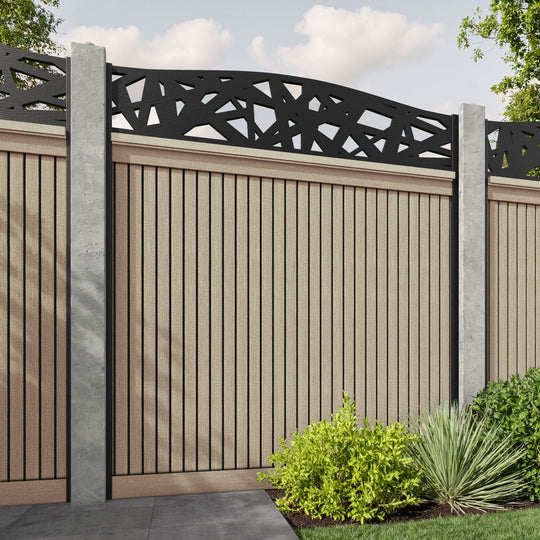 Virtis Prism Curved Top Fence Panel - Light Oak - for existing concrete posts