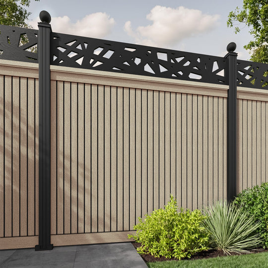 Virtis Prism Fence Panel - Light Oak - with our aluminium posts
