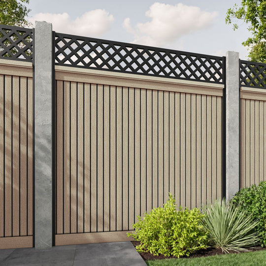 Virtis Hive Fence Panel - Light Oak - for existing concrete posts