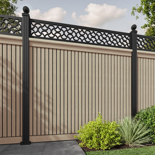 Virtis Vida Fence Panel - Light Oak - with our aluminium posts