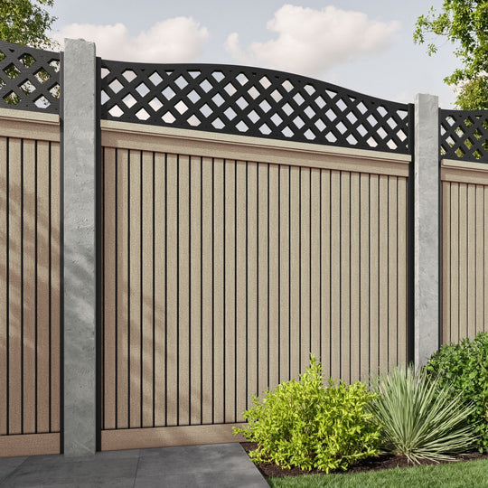 Virtis High Wave Fence Panel - Light Oak - for existing concrete posts