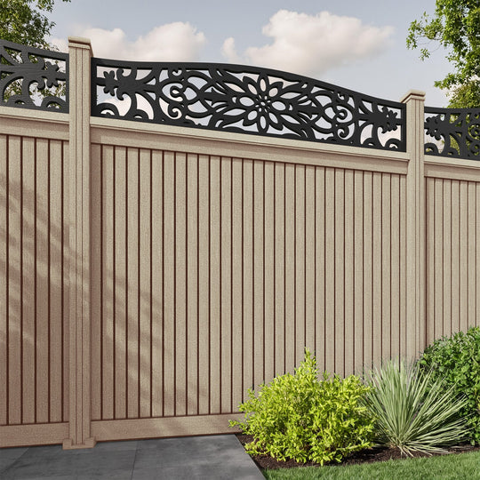 Virtis Windsor Curved Top Fence Panel - Light Oak - with our composite posts