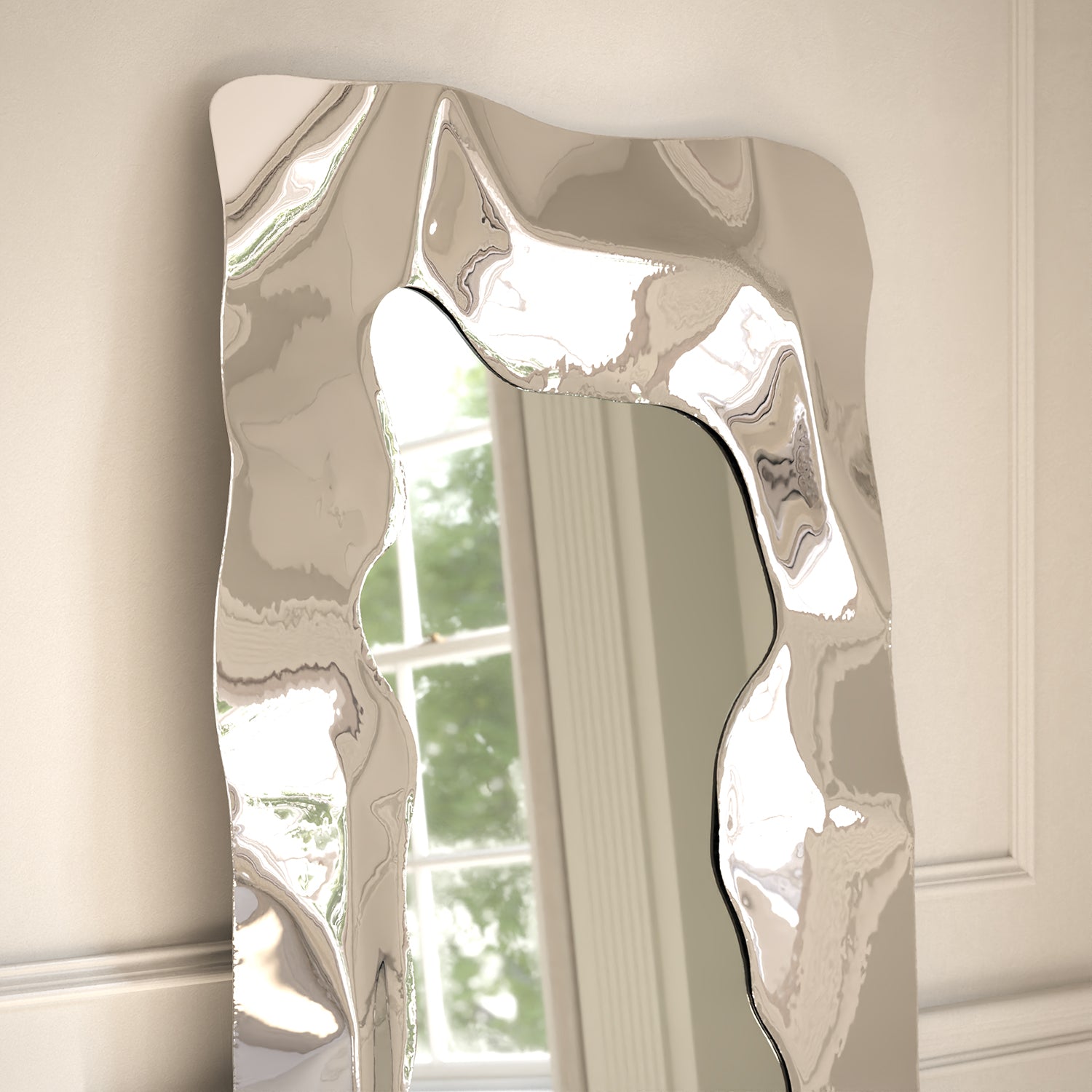 Verity Framed Rectangular Full-Length Leaner Mirror - with LED