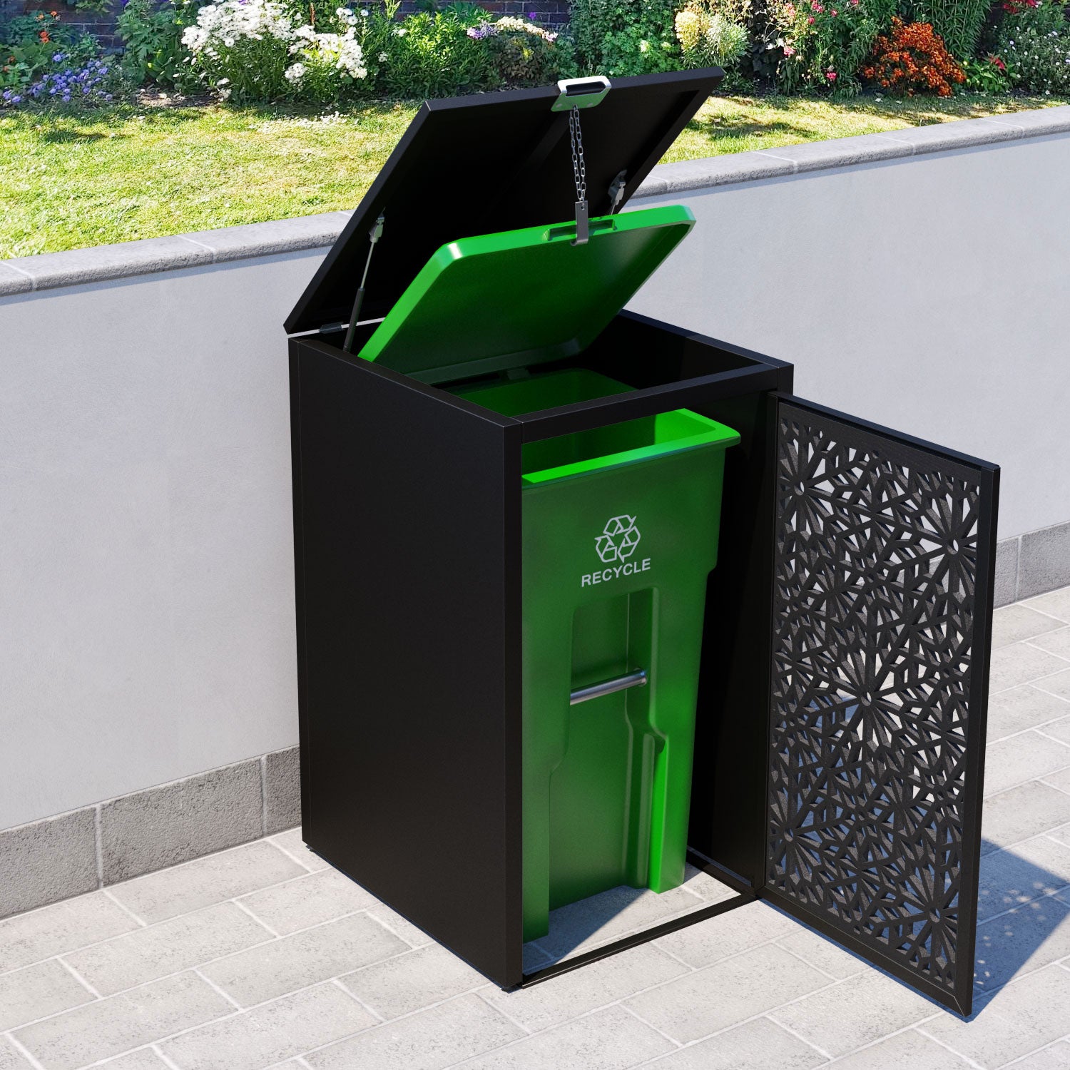 Black 1 Bin Store with Alnara Door Screen