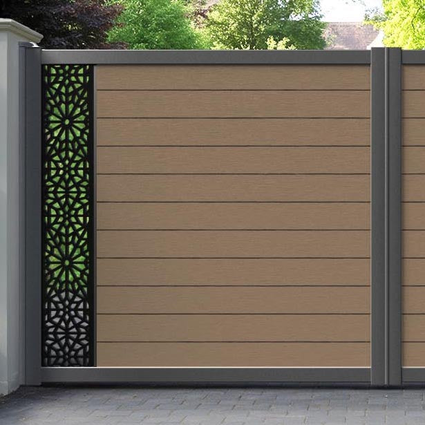 Fusion Alnara Straight Top Driveway Gate - Teak - End Screen