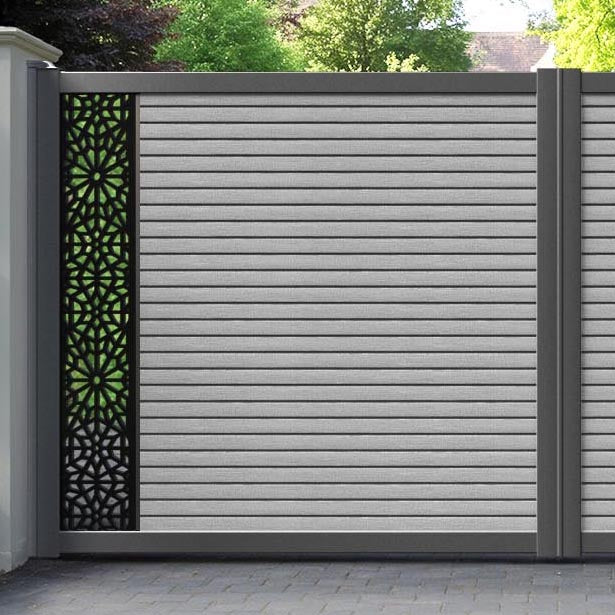 Hudson Alnara Straight Top Driveway Gate - Light Grey - End Screen