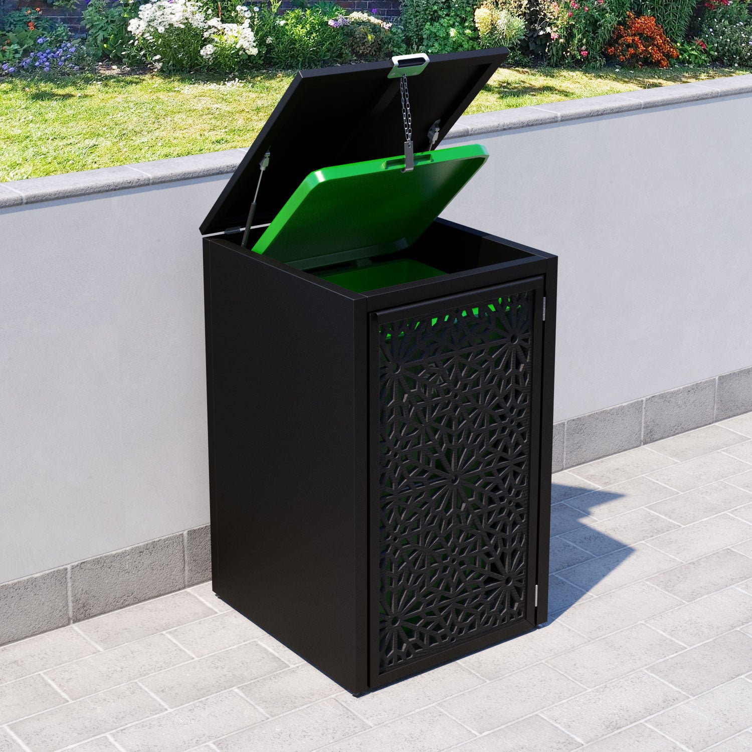 Black 1 Bin Store with Alnara Door Screen