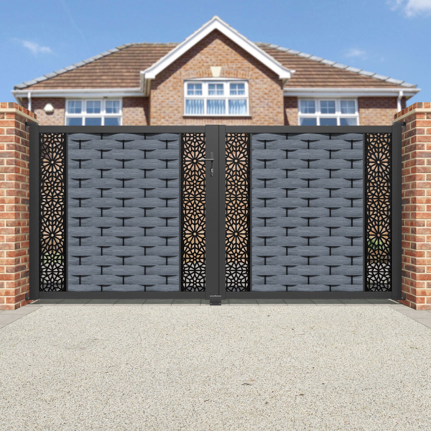Ripple Alnara Straight Top Driveway Gate - Anthracite - Middle & End Screen