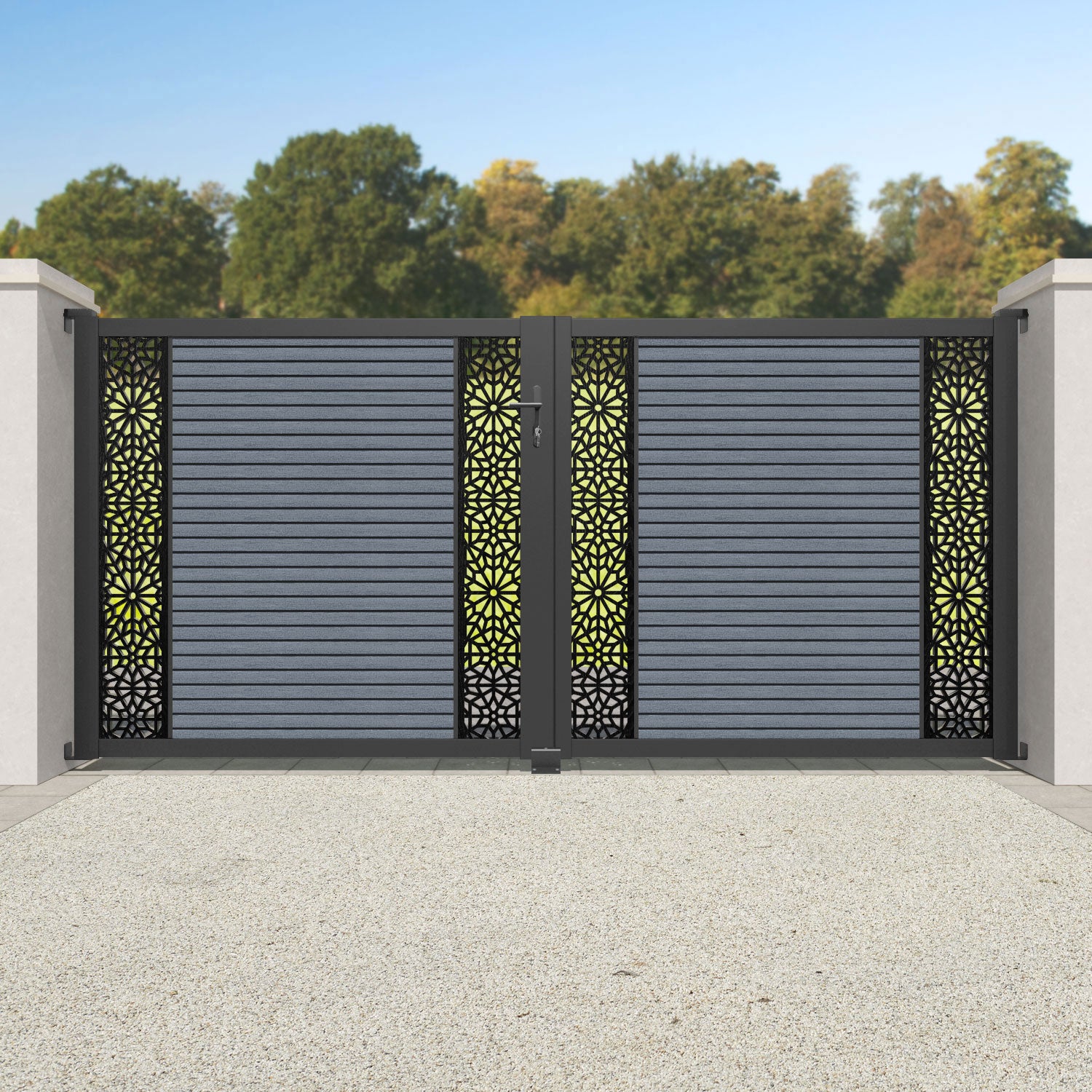 Hudson Alnara Straight Top Driveway Gate - Anthracite - Middle & End Screen
