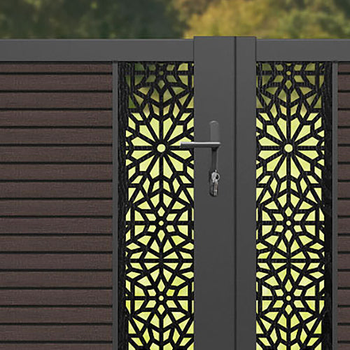 Hudson Alnara Straight Top Driveway Gate - Mid Brown - Middle Screen