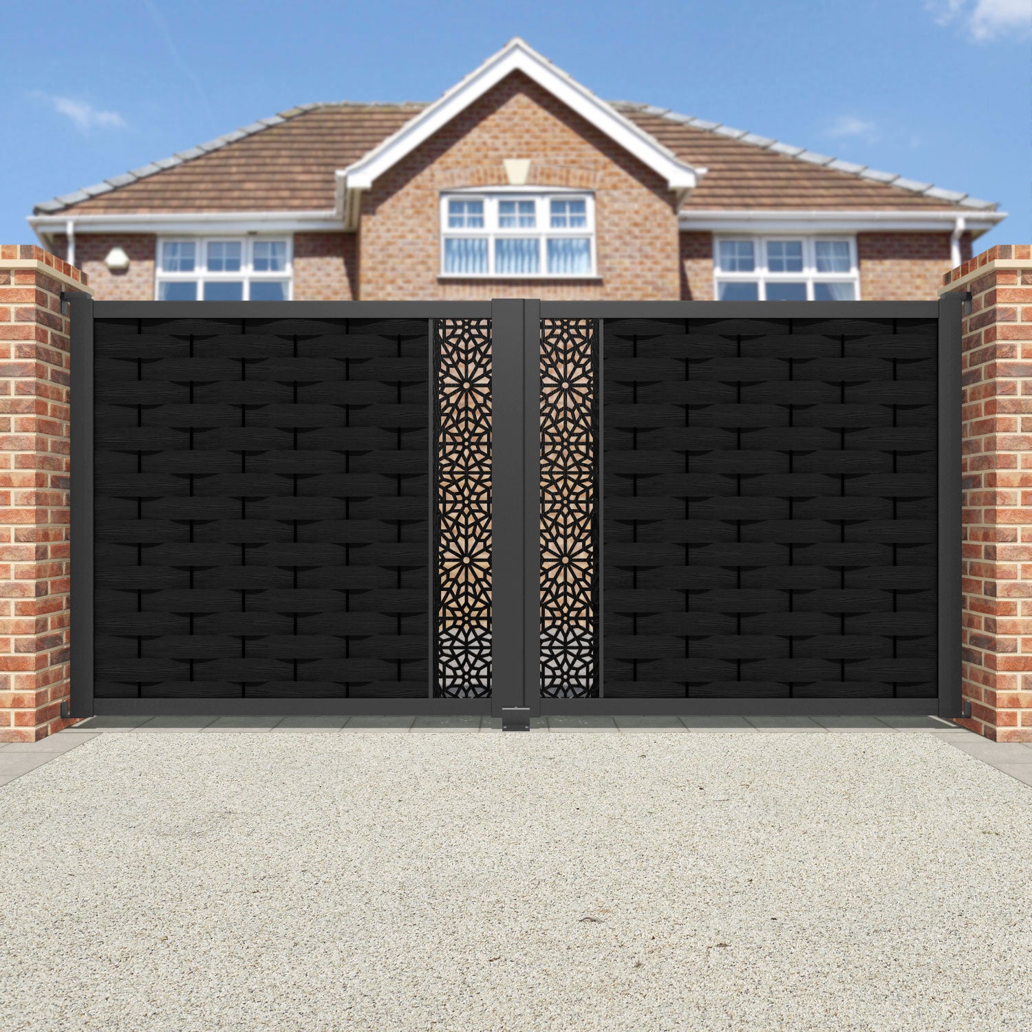 Ripple Alnara Straight Top Driveway Gate - Black - Middle Screen
